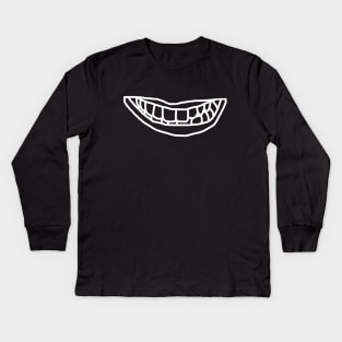 Minimal Lips White Line Kids Long Sleeve T-Shirt